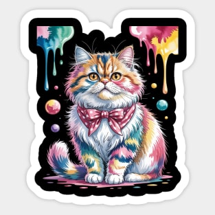 Womens Paint Art British Longhair Cat Highland Straight Sticker